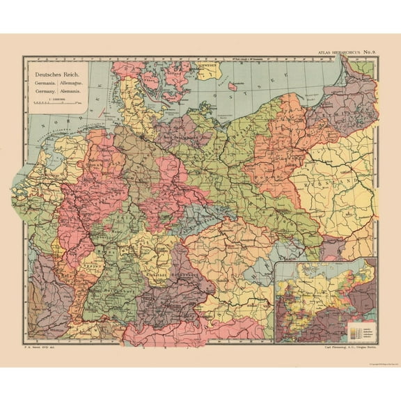 Historic Map - Germany - Streit 1913 - 27.61 x 23 - Vintage Wall Art