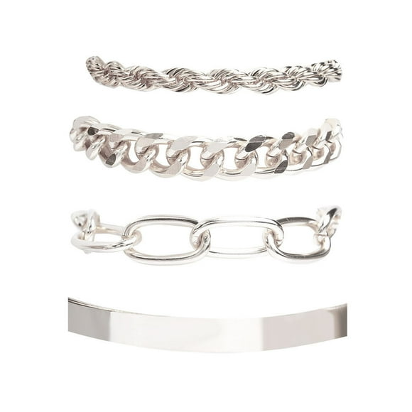 EGNMCR 4-piece Hip-hop Cuban Bracelet Punk Metal Twisted Rope Bracelet Jewelry Gift Bracelet Bracelet
