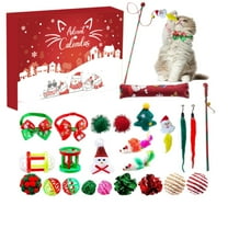 Cat Advent Calendar with 24 Days of Interactive Toys and Treats for Cats and Kittens, Holiday Gift Set