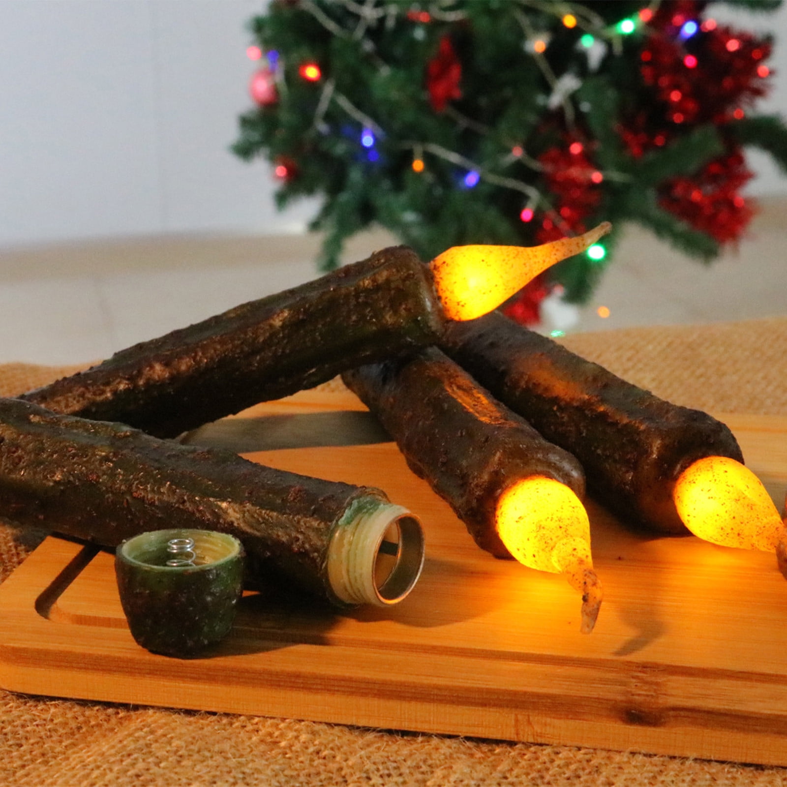 Kmdttou Outdoor Decorations Lights Taper Primitive Candles 6pcs Real Wax Hand Dipped Battery Operated Flameless Candles For Christmas Halloween Home Decor Church