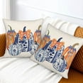 thumbnail image 4 of Fall Pillow Covers 18 x 18 Inch Set of 2, Chinoiserie Blue and Orange Pumpkin Decorative Throw Pillow Covers Outdoor Farmhouse Autumn Thanksgiving Pillowcase Linen for Home Couch Sofa, 4 of 8