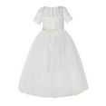 thumbnail image 2 of Ekidsbridal Girl Bridesmaid Flower Girl Dress - Ivory Short Sleeves Lace Tulle with Rhinestone Ribbon LG2R2-A (Size: 2-12), 2 of 3