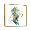 thumbnail image 3 of Gold Strokes and Landscape of Dark Blue Mountains I 36 in x 36 in Framed Painting Canvas Art Print, by Designart, 3 of 5