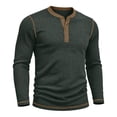 thumbnail image 4 of SAWOBUUN Mens Long Sleeve Ribbed Henley Shirt Slim Fit Color Block Knit Pullover Top Casual Stretch Thermal Undershirt for Fall Winter, 4 of 6