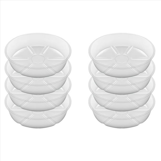 Paquete de 8 Platillos Transparentes para Plantas, Platillos de Plástico para Plantas de 8 Pulgadas, Bandeja para Plantas Más Gruesa, Maceta para Jardín Interior y Exterior
