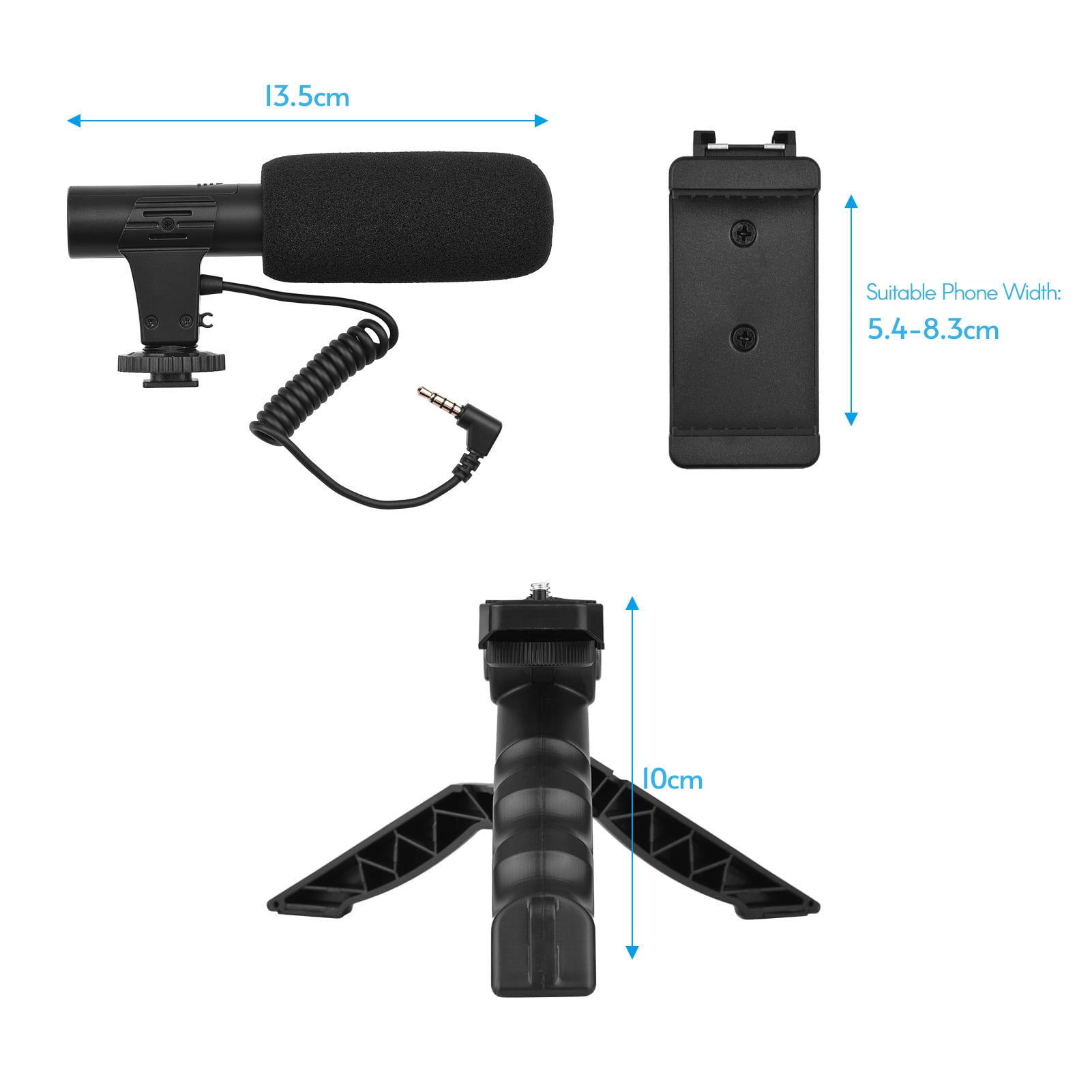 Andoer Vlogging Kit for Phones - Includes Table Tripod, Phone Holder with Cold Shoe, Microphone, LED Video Light, and Remote Shutter