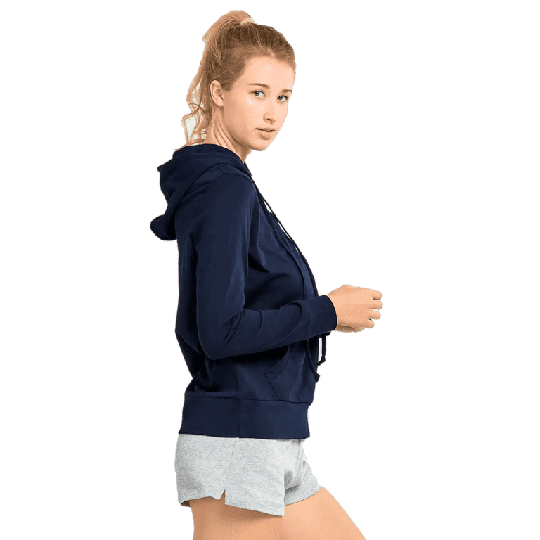 Women's Active Casual Thin Cotton Pullover Hoodie, Navy M, 1 Count, 1 Pack