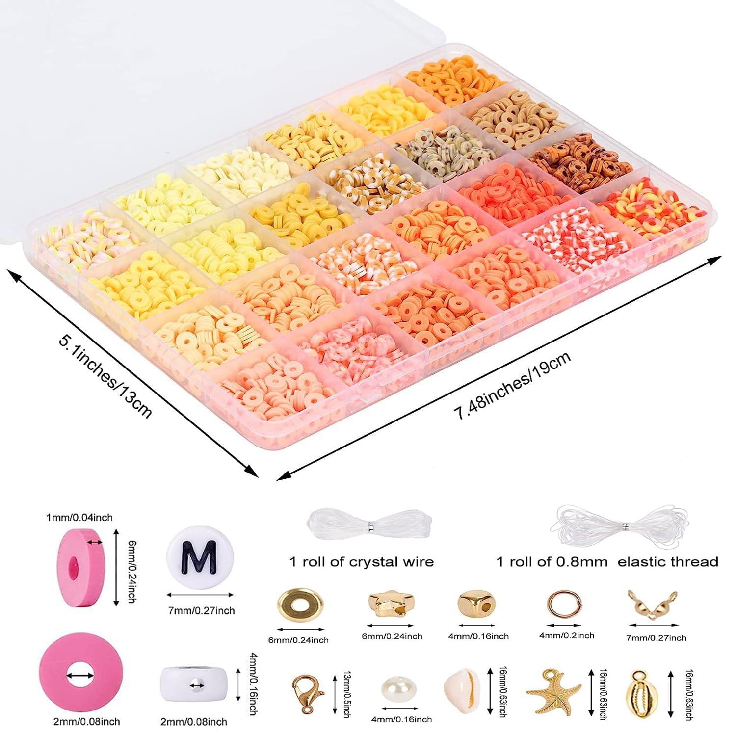 Jiaroutk 19500PCS 144 Colors Clay Beads for Bracelets Making Kit (6mm), Polymer Heishi Beads with Charms Gifts for Teen Girls Crafts for Girls Ages 8-12(Multicolor)
