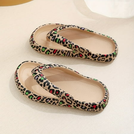 

Stylish Womens Leopard Print Flip Flops - Ultra Lightweight Comfortable Slip-On Platform Slippers with EVA Insole and Outsole Perfect for Koningsdag/Kings Day Celebration and Casual Summer Wear