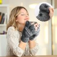thumbnail image 3 of GIRACOA Winter Winter Fingerless Wool Gloves, Knitted Thermal Convertible Mittens Flap Cover for Women and Men(Heather Gray), 3 of 7