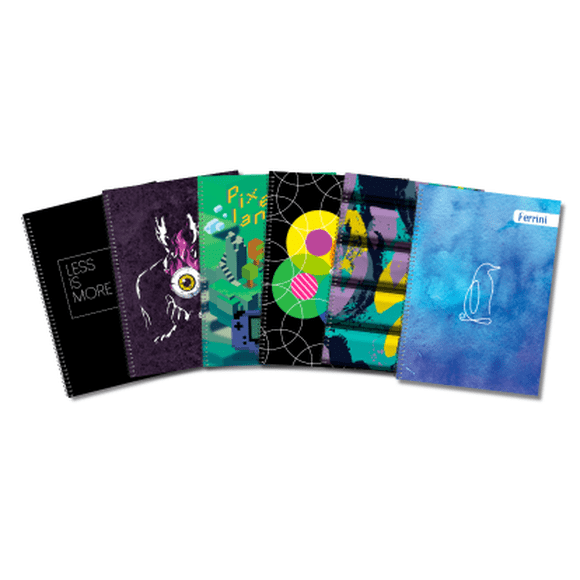 Cuaderno Profesional A4 Espiral Europeo Ferrini 100 Hojas Pack 6 Cuadro Grande Masculino