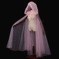 thumbnail image 3 of Jiibva Pixie Sheer Tulle Hooded Cloak Mesh Fairy Witch Costume Cape Pink 150cm, 3 of 7