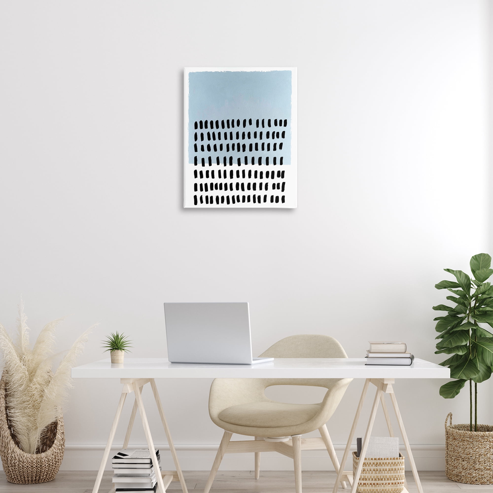 Stupell Industries Blue Dotted Pattern Abstract Painting Wrapped Canvas Art Print Wall Art, 24 x 30