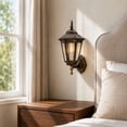 thumbnail image 3 of Outdoor Solar Wall Lantern with Vintage Metal and Glass Design, Antique Bronze Finish, for Front Porch and Garden, Single Piece Light Fixture, 3 of 5