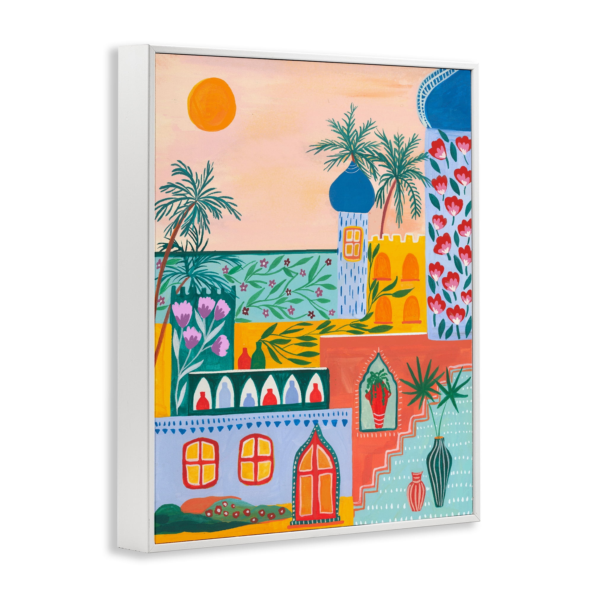 Egyptian City Architecture White Framed Giclee Art, design by Nabeela Rumi