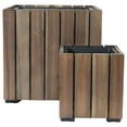 thumbnail image 3 of Sunnydaze Assorted Square Anthracite Acacia Wood Planter Box with Liner 2-Count, 3 of 8