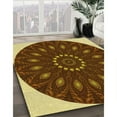 thumbnail image 3 of Ahgly Company Machine Washable Indoor Round Transitional Maroon Red Area Rugs, 4' Round, 3 of 7