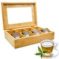 thumbnail image 1 of Caja Organizadora de Té, Hecha de Bambú Resistente, 8 Compartimientos, Organizador para Bolsas de Té e Infusiones con Tapa Centro de Acrílico, 1 of 5