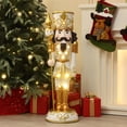 thumbnail image 4 of 3Ft Tall White and Gold Nutcracker Soldier Decoration with Scepter and Lights, 4 of 12