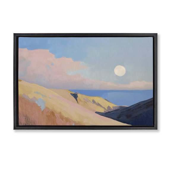 Stupell Industries Pink Hills At The Ocean Black Framed Floater Canvas Wall Art, design by Gina Kelly