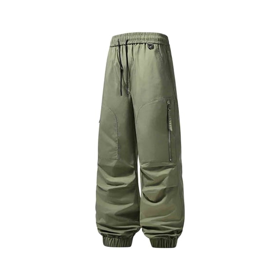 HOOMEUMY Men's Casual Cargo Straight Leg Mid Tapered Jogger Pants with Zipper Pockets for Modern Wardrobe
