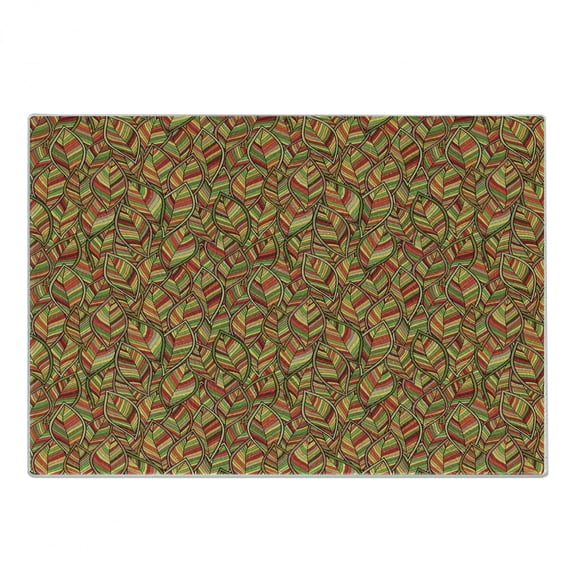 Leaves Cutting Board, Autumn Faded Leafage Foliage Forest Fall Woods Botanical Tree Shady Ecology Theme, Decorative Tempered Glass Cutting and Serving Board, Small Size, Multicolor, by Ambesonne