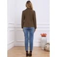 thumbnail image 3 of DARING DIVA Women's Notched Lapel Long Sleeve Work Blazer with Pocket XS Brown, 3 of 6