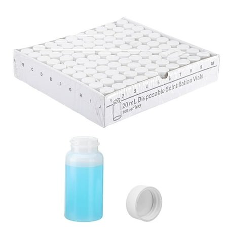 500 Pcs 20mL Scintillation Vial, Liquid Scintillation Counting Vials, HDPE Scintillation Vials with 22-400 White Screw Cap, Silver Aluminum Foil/Polyethylene Liner