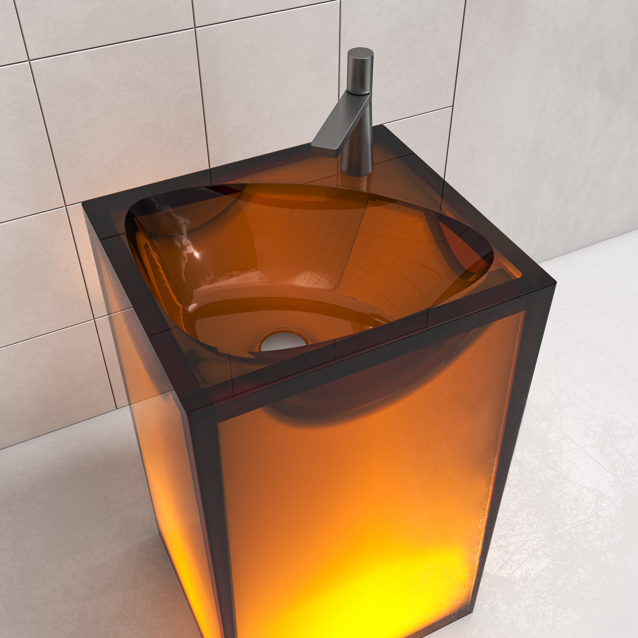 Vanity Art 33.5" Height Stone Resin Pedestal Freestanding Bathroom Sink Hand Wash Basin