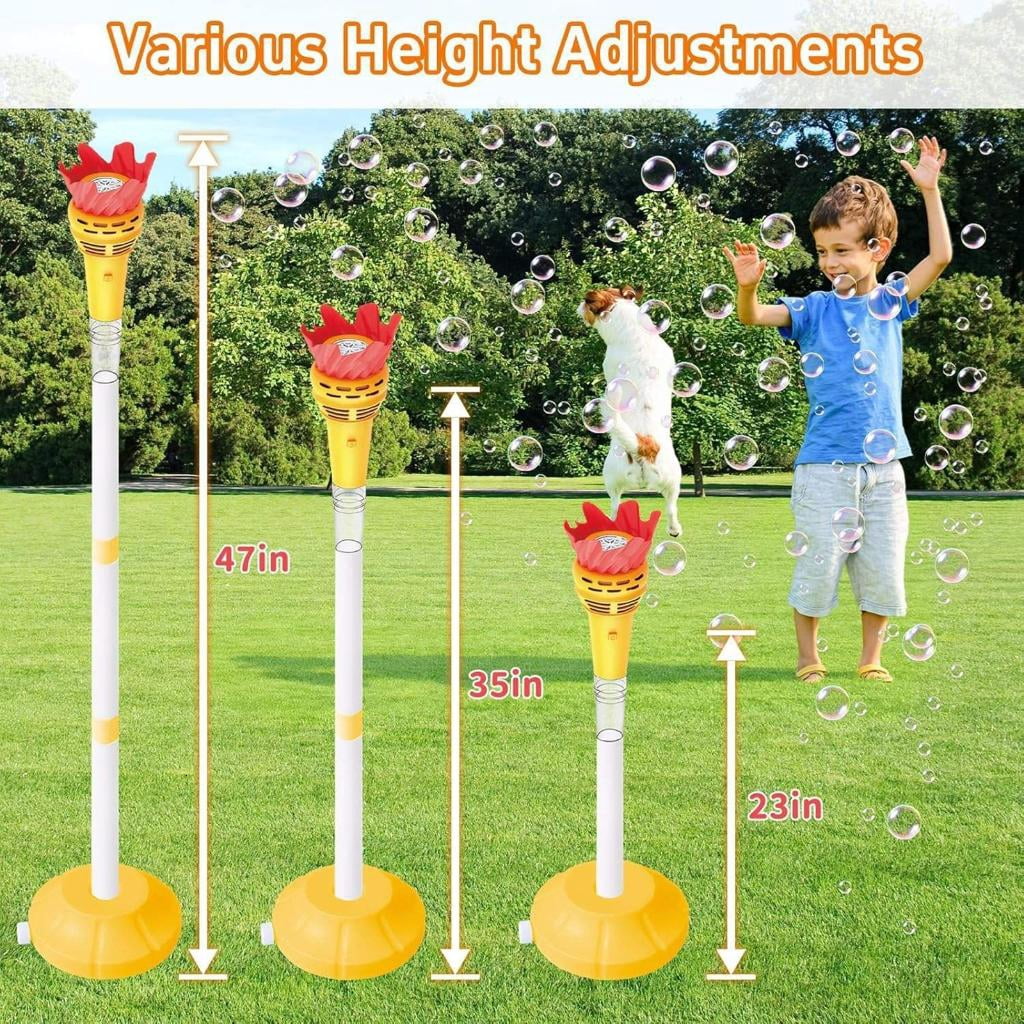 Light Up Music Bubble Machine With Sound Effects Torch Shape Bubble Blower with Rechargeable Design For Park Beach Game