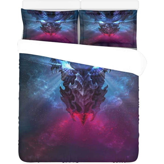 FMSHPON 3 Piece Bedding Set Black Dragon Glowing Eyes Twin Size Duvet Cover with 2 Pillowcase for Home Bedding Room Decoration