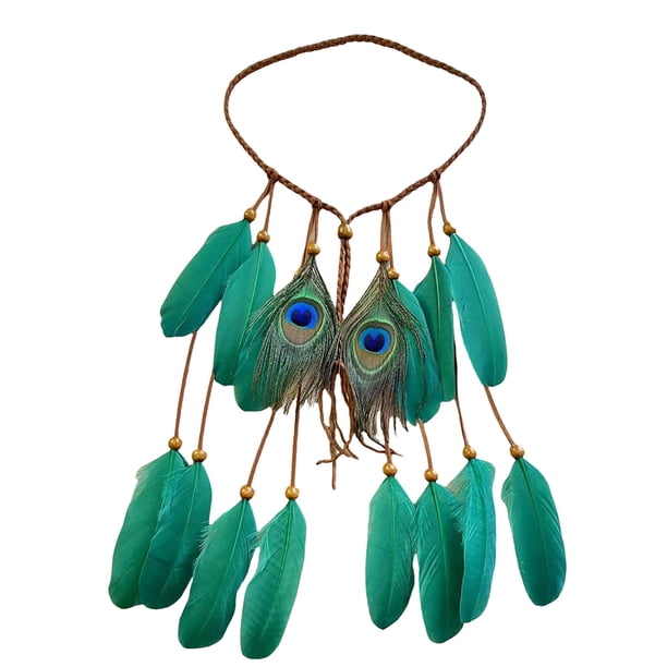 Diadema india con plumas para disfraces, tocado con plumas para mujeres y niñas