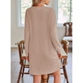 thumbnail image 5 of Qiyulanc women dresses autumn crew neck long sleeve mini shirtdress casual female clothing sizes S-XXL, 5 of 7