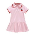 thumbnail image 1 of Robe Fille Tout-Petit Enfants Filles Été Robe Polo Unie Manches Courtes Respirante Légère Décontractée Robes Enfants Robes Rouges 2 Ans-3 Ans, 1 of 5
