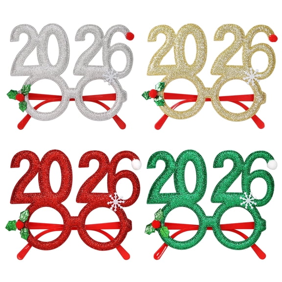 Shoreew 2026 New Year Eve Glasses Christmas Party Photo Props for Adults Kids Festive Celebration Eyewear for Countdown Party