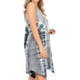 thumbnail image 4 of Sakkas Lunna Women's Casual Sleeveless Hi-low V-neck Knit Tie-dye Dress Cover-up - Grey - L-XL, 4 of 5