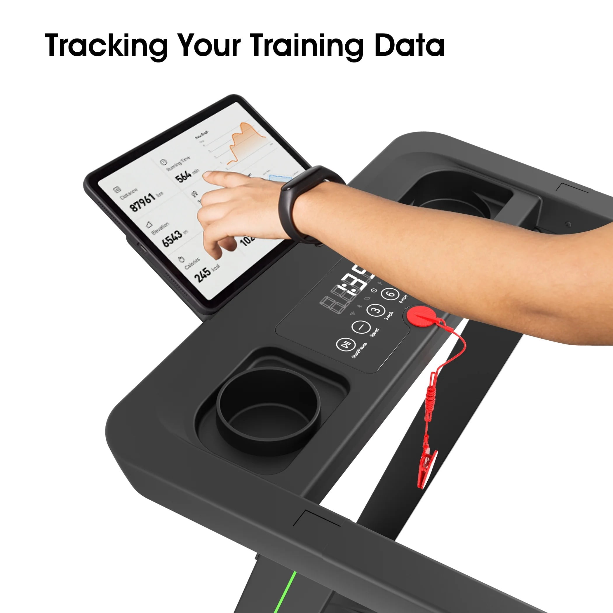 SSPHPPLIE 3HP Folding Treadmill for Home, APP Control , 300LB Walking Pad Running Data Analysis(Red)
