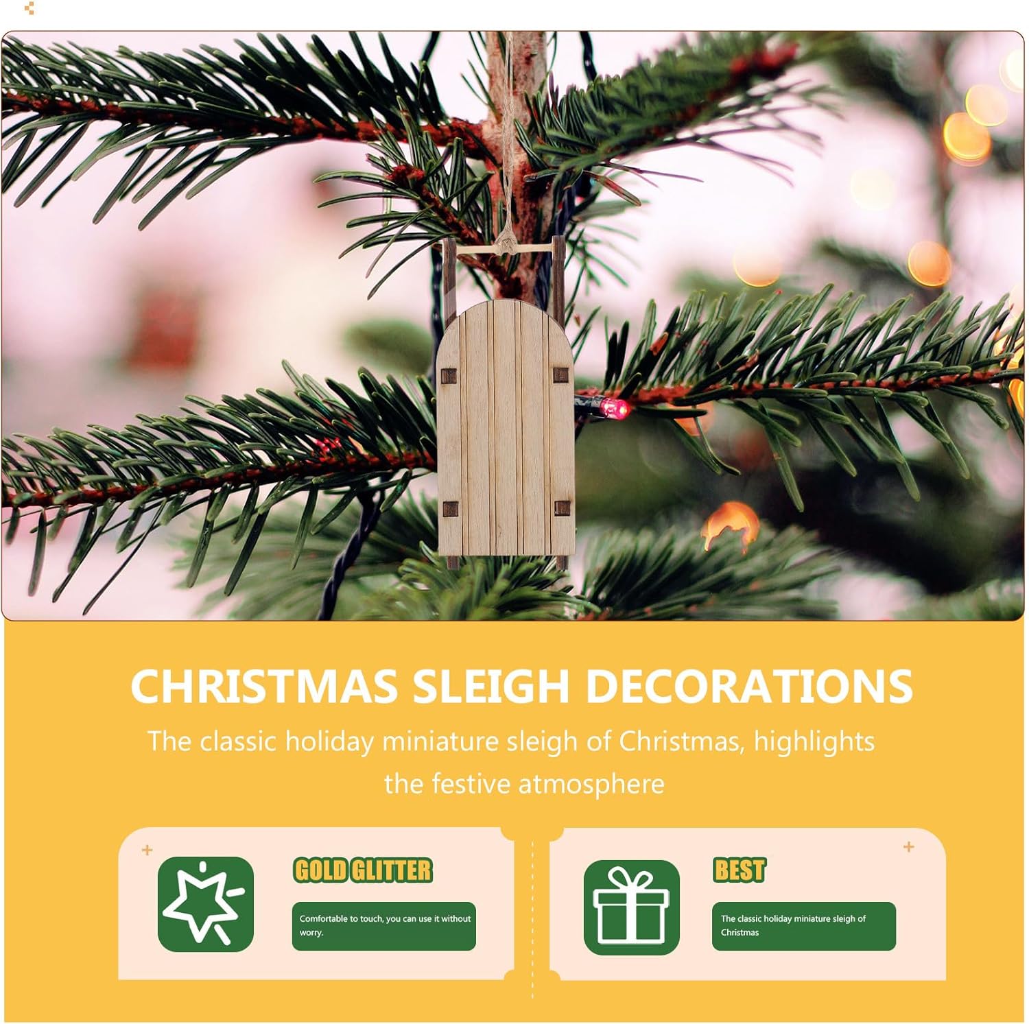 ABCISI 20pcs Christmas Sleigh Miniature Wooden Sleighs Models, Unfinished Wood Sleds Ornaments for DIY Christmas Crafts, Holiday Table Centerpiece, Christmas Tree Hanging Decoration, Wedding Decor