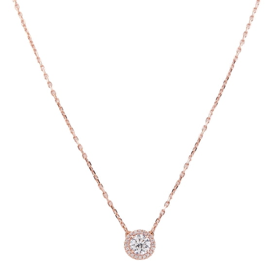 Swarovski Constella White Rose Gold-Tone Round Cut Pave Pendant Necklace