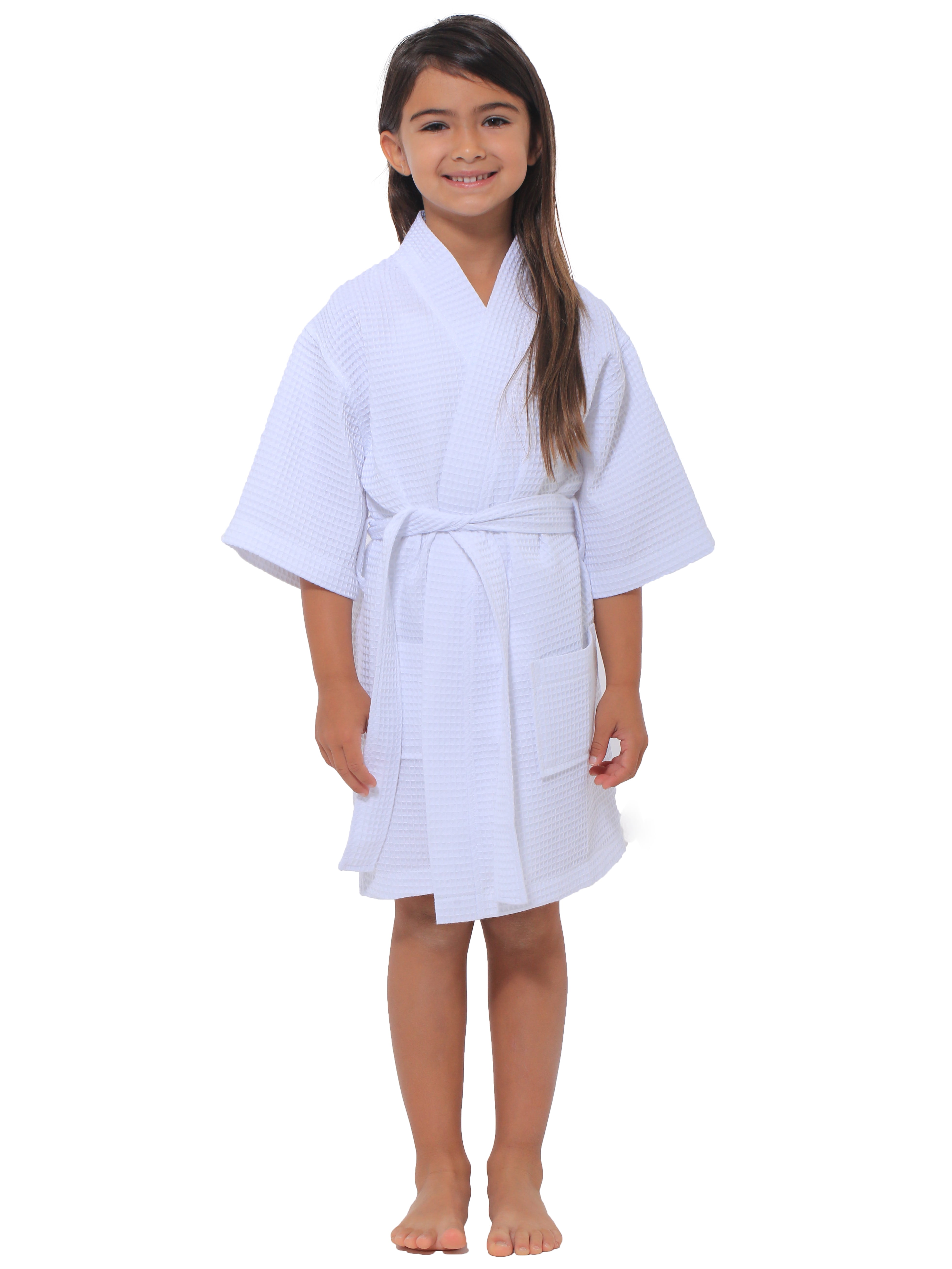 Turquaz Linen Kids Spa Party, Flower Girl Waffle Kimono Robe