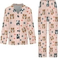 thumbnail image 4 of Top-kevin Pajama Sets for Womens Cute Dog Faces Hearts Loose Button Down Long Sleeve Shirts And Pants Set, 4 of 6