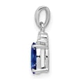 thumbnail image 2 of Auriga Sterling Silver Rhodium Plated Diamond & Sapphire Oval Pendant for Women (L-15mm), 2 of 6