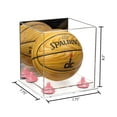 thumbnail image 2 of Acrylic Mini - Miniature (not Full Size) Basketball Display Case with Mirror, Pink Risers and Clear Base (A015-PNR), 2 of 2