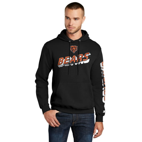 Men's Starter Black Chicago Bears Wordmark Logo Pullover Hoodie