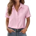 thumbnail image 1 of Top Zeagoo casual para mujer con botones y manga corta, color rosa claro, 1 of 5