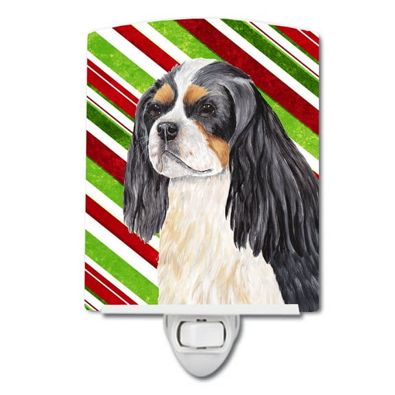Caroline's Treasures SC9351CNL Cavalier Spaniel Candy Cane Holiday Christmas Ceramic Night Light, 6x4x3", multicolor