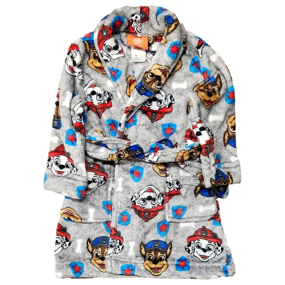 Gray Toddler Boys Paw Patrol Plush Fleece Bathrobe Bath Robe 2T