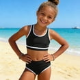 thumbnail image 4 of Hessimy Girls Swimsuit 2-Piece Halter Tankini Set Beach Sport Bathing Suit UPF 50+ Swimwear（Black,9-10 Years), 4 of 8