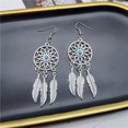 thumbnail image 3 of Pendientes de turquesa azul para mujer, joyería vintage bohemia occidental, pendientes colgantes de plumas de atrapasueños de indios nativos americanos, 3 of 5
