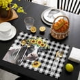 thumbnail image 3 of Sunflowers Cow Placemats Set of 4, Farm Animal Black Buffalo Plaid Placemats for Dining Table, Place Mats for Kitchen Tabletop, Waterproof Wipeable Dining Table Mats Set, 3 of 9